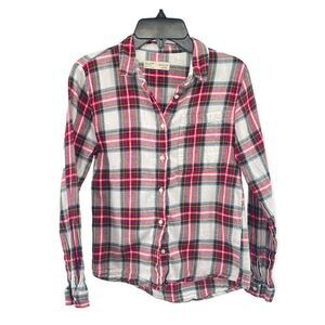 Zara Kids Plaid Button Front Long Sleeve Cotton Flannel Top Size 11/12